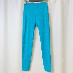 Ryderwear Blue Leopard Animal Print Pocket Leggings Small